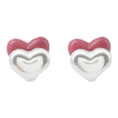 双面粉色爱心珍珠一款两戴耳钉