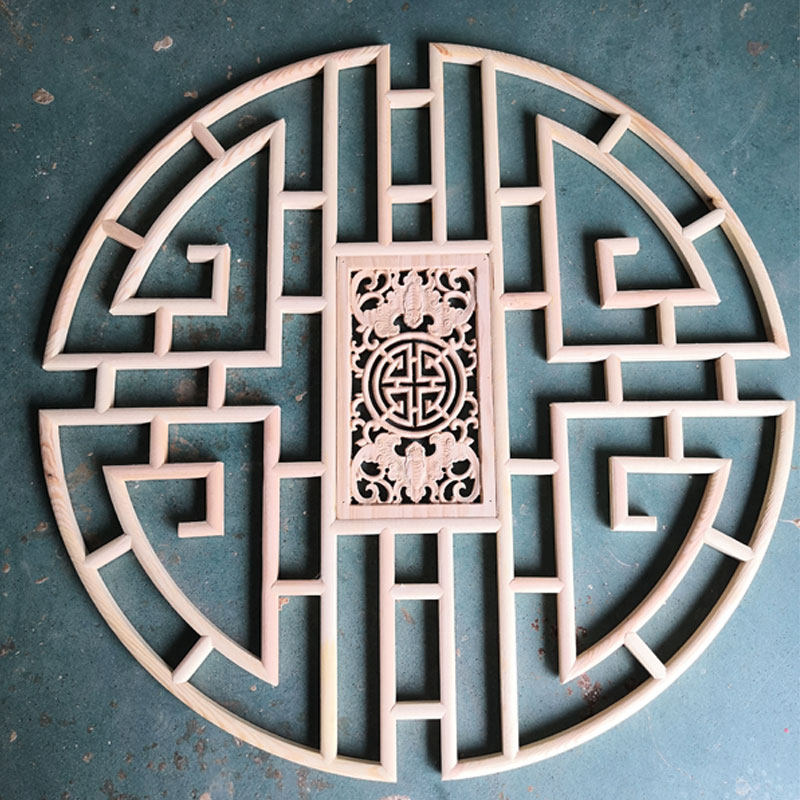 东阳木雕实木花格中式仿古门窗花八角圆形四方老窗户镂空格栅隔断