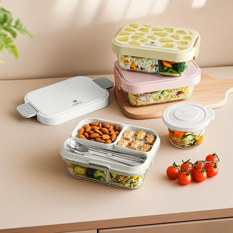 CAMUZ高硼硅玻璃饭盒 可微波炉加热专用上班族带饭大容量便当盒