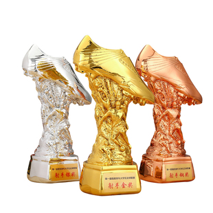 树脂足球奖杯定制最 佳射手奖足球先生金靴奖杯创意C罗梅西纪念品