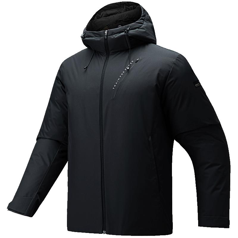 安踏速暖羽绒丨男款防泼水外套秋冬季轻薄鸭绒连帽运动羽绒服