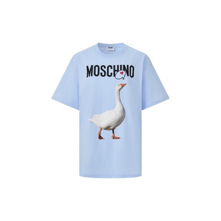【双11抢先购】Moschino/莫斯奇诺  女士大鹅爱心印花棉质圆领T恤