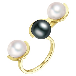 LynnHaven麟玟 SKY平行宇宙18K金Akoya&大溪地黑珍珠戒指手饰礼物
