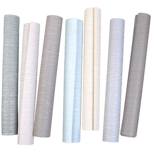 素色亚麻布纹竖条纹无纺布壁纸非自粘卧室客厅墙纸米黄色2026新款