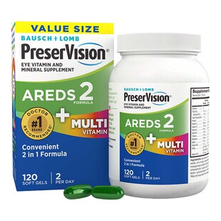 博士伦叶黄素AREDS2专利多元维生素美国护眼防蓝光胶囊120粒正品