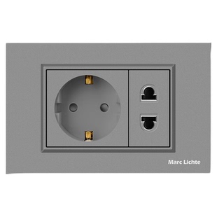 璟宜A01灰色118型组合开关插座面板欧标德式德规16A带开关网络