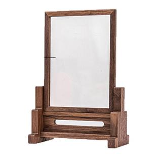 黑胡桃木茶室桌面装饰插屏禅意氛围感小屏风摆台文房展示书画相框