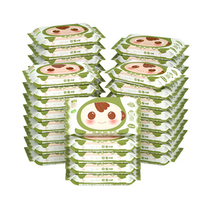 顺顺儿韩国进口婴儿湿巾纸手口专用便携随身装绿色迷你10抽40小包