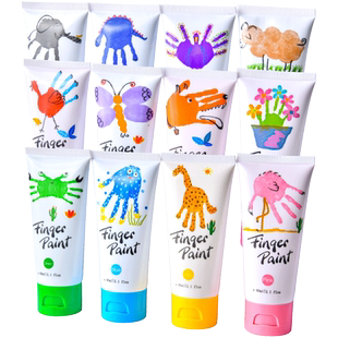 水粉颜料套装儿童安全幼儿园画画工具补充包画材手指画12色美术生专用可水洗水彩画白颜料绘画涂鸦画册