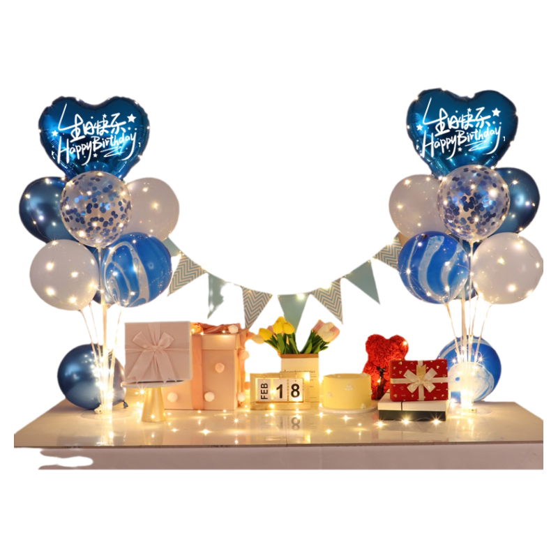 网红生日快乐场景布置气球海报