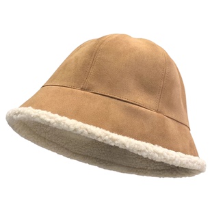 羊羔毛帽子女款2026新款冬天加绒加厚渔夫帽洋气时尚护耳毛绒盆帽