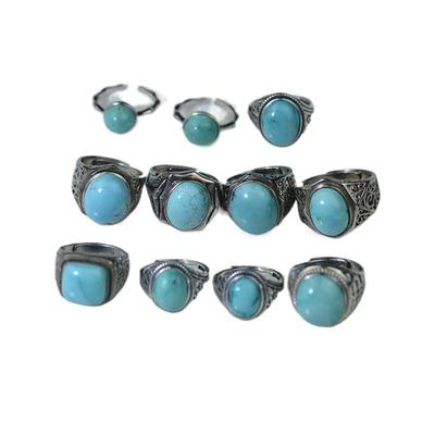 原矿天然绿松石男款戒指