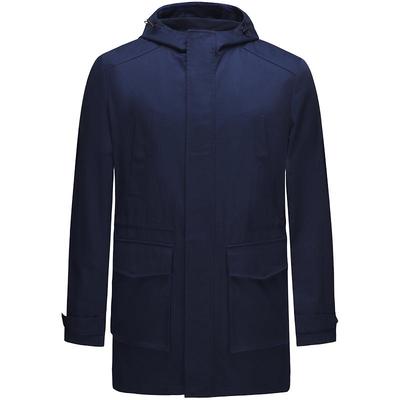 人字纹米色连帽工装抽绳外套风衣