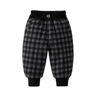一条过冬宝宝加厚加绒保暖大棉裤儿童男童女童休闲外穿格子裤冬季