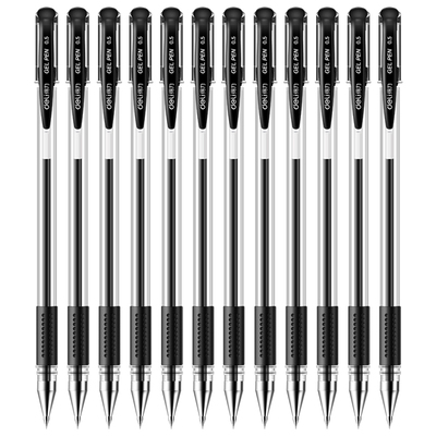 得力中性笔办公学生子弹头签字笔