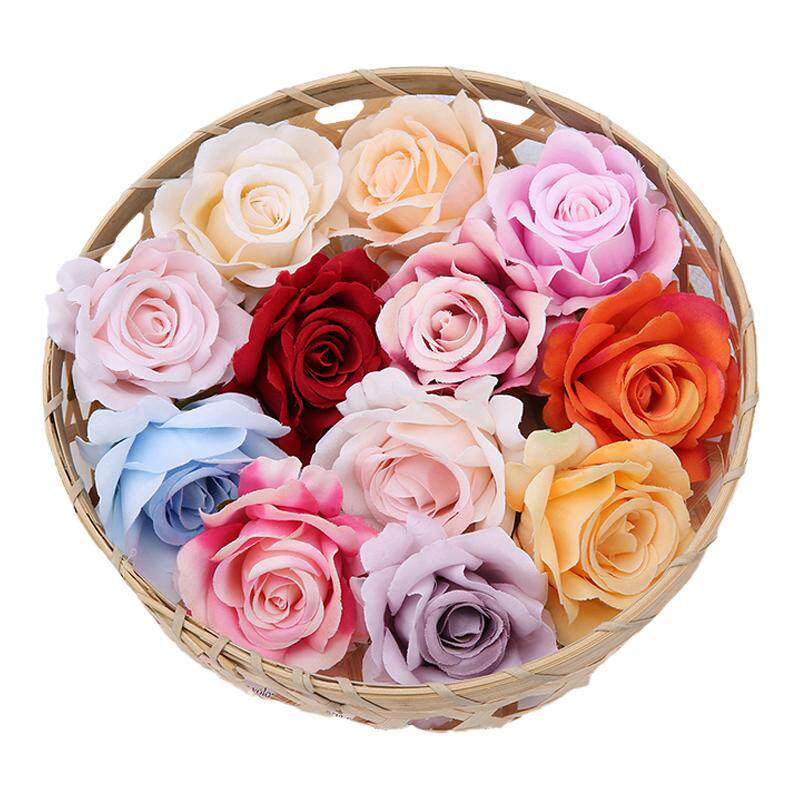 6cm仿真绒布玫瑰花头 DIY手工材料 家居婚庆布置配件服装头饰辅料