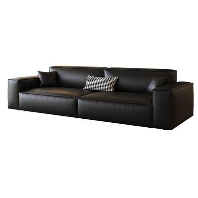 DDC黑色豆腐块真皮沙发2025新款