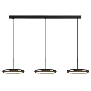 现代简约餐厅吊灯创意圆形飞碟LED黑色大气设计师款长盘餐桌灯具