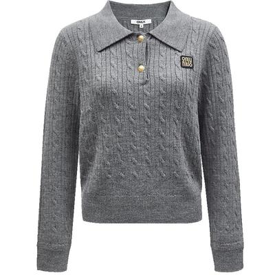 ONLY套头翻领宽松针织衫