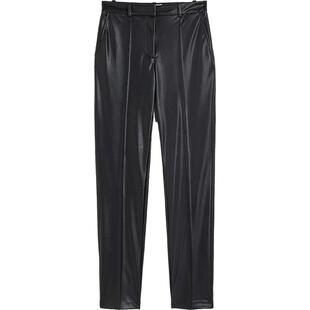 HM女装裤子春季时尚气质高腰休闲涂层西裤1208008