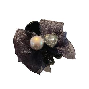 珍珠发夹女蝴蝶结抓夹后脑勺丸子头小号头发鲨鱼夹子盘发发卡头饰