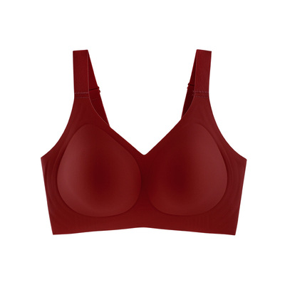 红色内衣女大胸显小胸套装聚拢防下垂收副乳本命年结婚新娘文胸罩