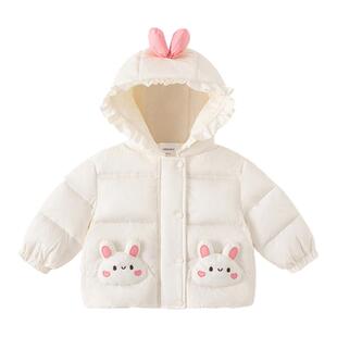 贝贝城儿童羽绒服冬季新款白色三防女宝宝羽绒衣可爱加厚女童外套