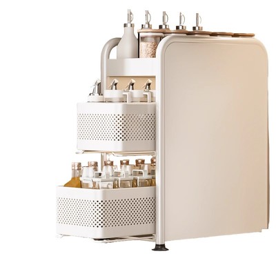 厨房台面抽拉式窄边调料品置物架