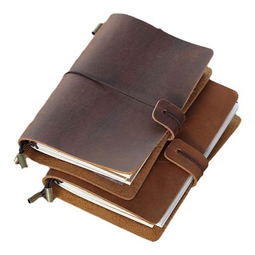 新品真皮手工TN复古水彩本旅行速写手账水彩本手账宝虹水彩纸中粗300g替换内页棕色咖啡色油蜡牛皮标准护照款