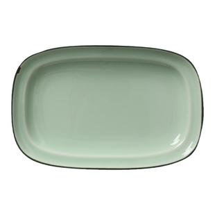 某牌 孤品】TINTIN仿搪瓷风格碟子 好看菜盘子家用陶瓷长方形餐具
