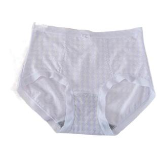 花仙子莫代尔女内裤棋盘格印花高腰大码胖柔软抗菌少女三角裤薄款