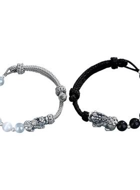 Name.s999足银招财貔貅情侣手链