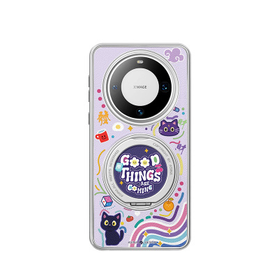 彩色涂鸦猫猫适用华为mate70pro手机壳新pura80全包防摔Pro+高级潮牌70Pro+男女款超薄可旋转60带支架支点壳
