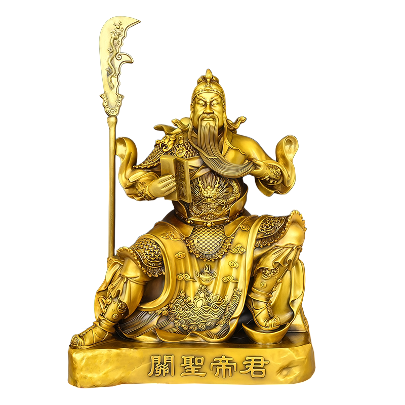 黄铜关公武财神家居装饰桌面摆件