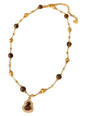 微镶虎眼石葫芦吊坠串珠项链