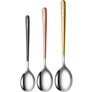 316L不锈钢勺子家用高颜值汤匙网红长柄儿童吃饭甜品西瓜成人调羹