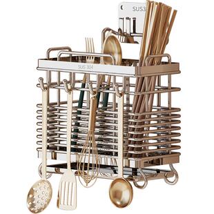 筷子收纳盒筷子筒壁挂式笼篓架托厨房不锈钢家用高档新款勺子快桶