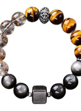 天然水晶黑曜石转运珠手链男女款