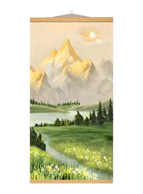 日照金山玄关装饰挂画背有靠山图