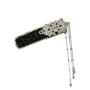 新中式银色水滴珍珠流苏发夹新款民族风侧边刘海夹精致发卡发饰女