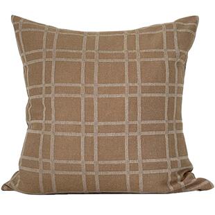 卜凸家居春夏亚麻抱枕复古中古格子靠枕靠垫现代简约民宿侘寂风