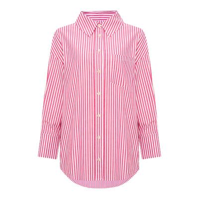 DVF夏日粉白棉质条纹衬衫