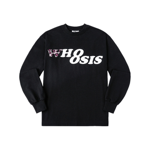 WHOOSIS（不知其名）动物纹刺绣长袖T恤春秋打底简约百搭男女情侣