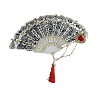 洛丽塔扇子华丽复古欧式宫廷巴洛克玫瑰折扇黑白流苏漫展cos道具