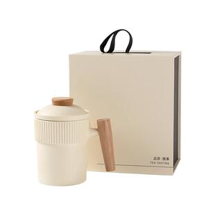 水杯 马克杯 陶瓷带盖大容量定制家用办公杯茶水分离德化粗陶星屿