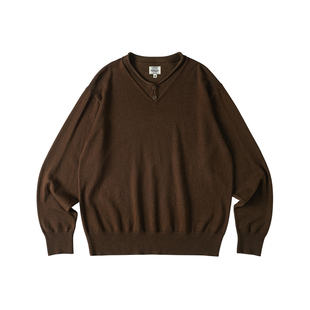 LR MADE 26SS 一体型卷边双层领  绵羊毛针织衫假两件长袖T恤