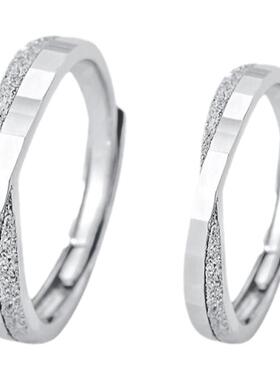 s999足银几何菱形磨砂情侣对戒