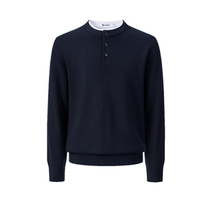 [假两件]Navigare意大利小帆船灰色毛衣男秋季新款通勤针织衫