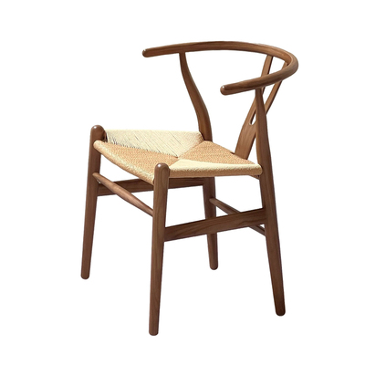 年轮叙事|中古风实木餐桌椅原木家用Y椅胡桃色藤编舒适休闲靠背椅