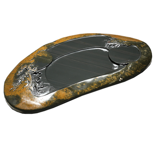 非遗安徽歙砚整块原石头茶盘 孤品一物一拍 纯手工雕刻湿泡茶台金皮玉带籽料砚台茶海端砚收藏